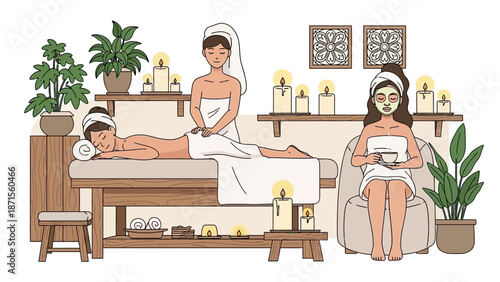 Relaxing Spa Environment with Aromatherapy and Candlelit Ambiance for Wellness