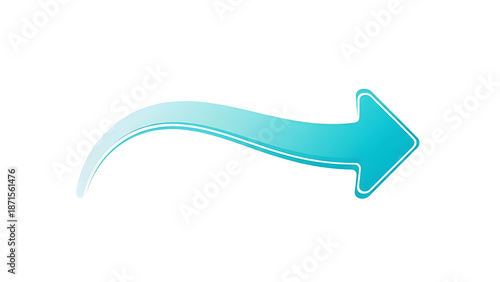 Modern curved blue arrow vector symbol for flow, next, and directional navigation isolated PNG with Transparent Background