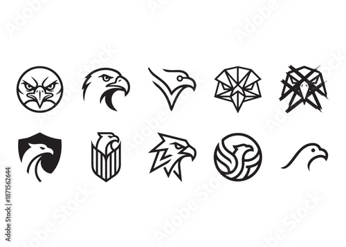 Eagle head line art illustration vector logo icon design concept as creative template on isolated clean white background outline style minimal