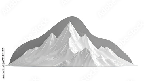 Stylized White Mountain Range with Grey Silhouette