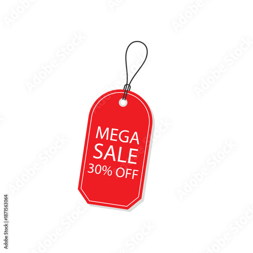 Mega sale 30% off rounded red hanging tag template