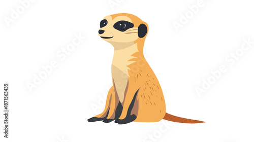 Meercat Sitting and Looking to the Side.