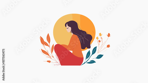 Woman Sitting in Meditation Pose.