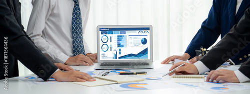 Fotografie Business data dashboard provide business intelligence analytic for marketing str