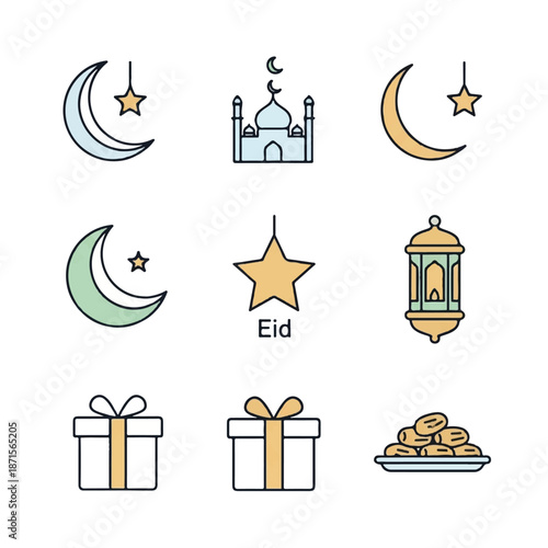 Eid Islamic Symbols Crescent Moon Star Gift.