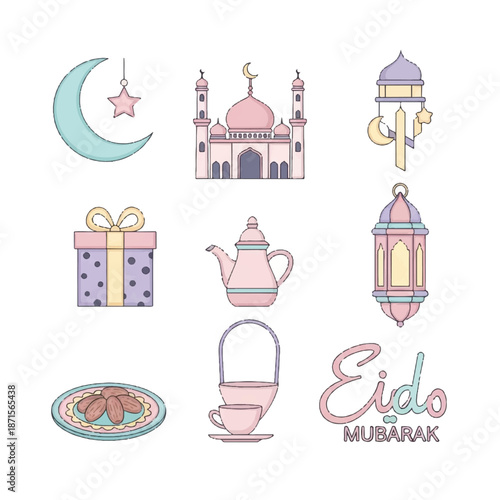 Eid Mubarak Islamic Illustrations and Symbols 1.