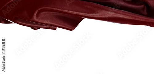Canvas Print Close-up of luxurious maroon fabric against a white background, perfect for addi