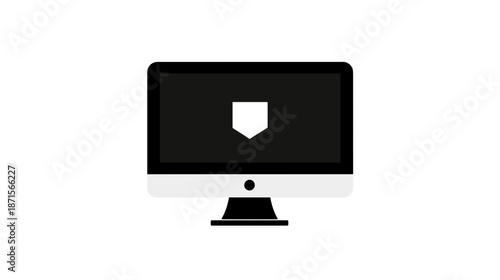 Computer Monitor with Shield Icon Display.