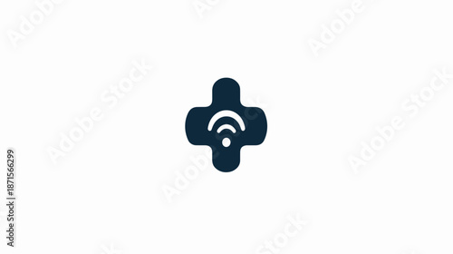 Medical Cross with Wireless Signal Symbol.