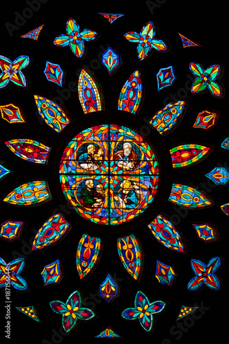 Valokuva Seville Cathedral Rose Window: Four Evangelists Stained Glass