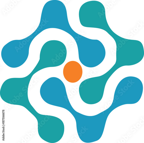 Modern Geometric Colorful Shape Vector logo with Center Abstract art, creative Symmetric Design.