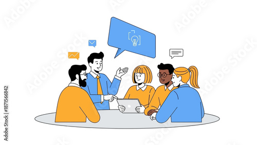 Team discussion conversation collaboration business meeting.