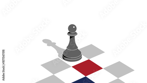 Chess Pawn Casting Shadow of Key on Checkered Board.