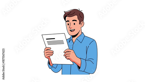 Man holding a document reading paperwork office worker.