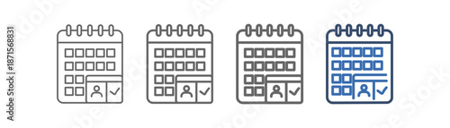 
outline icon set calendar with   time and date and people design