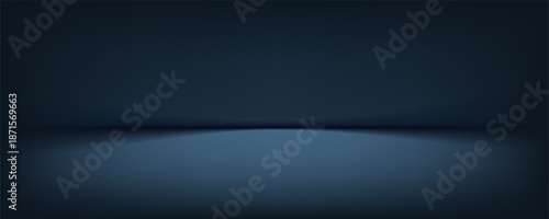 Blue 3D Podium on Dark Blue Background for Modern Luxury Product Display, Mockup, Showroom Showcase