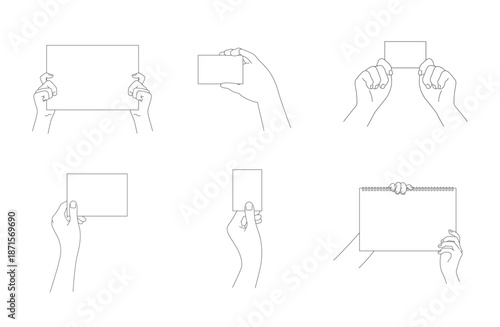 紙と持つ手のイラスト素材セット