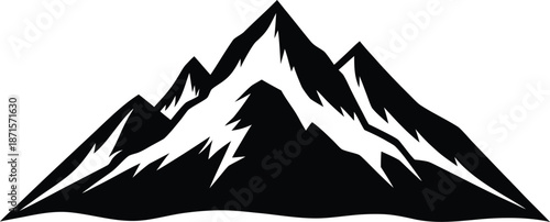 snow capped mountain scene silhouette vector art