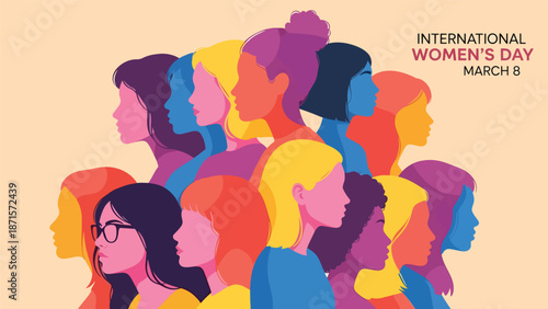 Diverse Group of Women Faces Celebrating International Women's Day