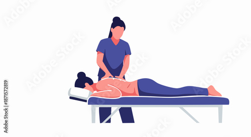 Professional massage therapist providing back massage to a client for relaxation and wellness.