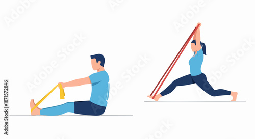 Resistance band exercises for fitness and strength training.