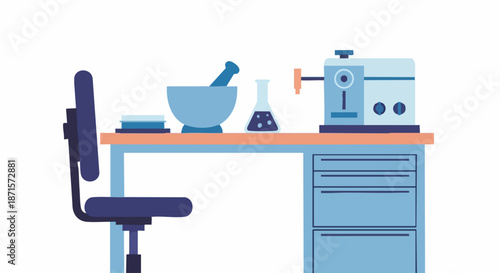 Laboratory equipment on a table for scientific experiments and research.