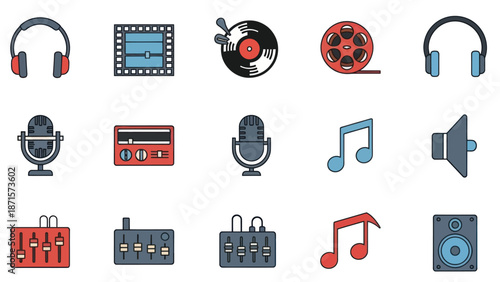 Music and Audio Icons Collection Set.