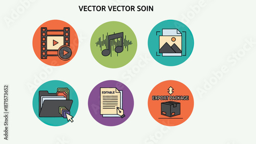 Collection of Various Multimedia Icons Displayed.