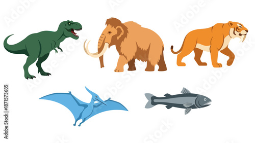 Dinosaur Mammoth Lion Bat Shark Animals.