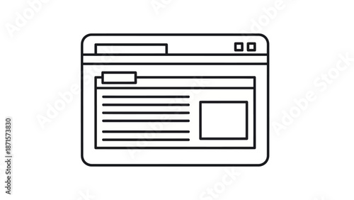 Simple Line Drawing of a Webpage Interface.
