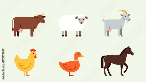 Collection of Various Farm Animals and Poultry.