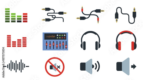 Audio Equipment Icons and Symbols Collection.