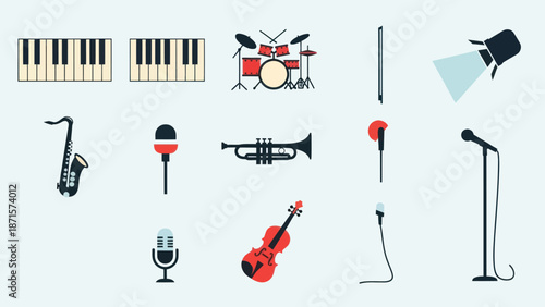 Collection of Musical Instruments and Accessories.