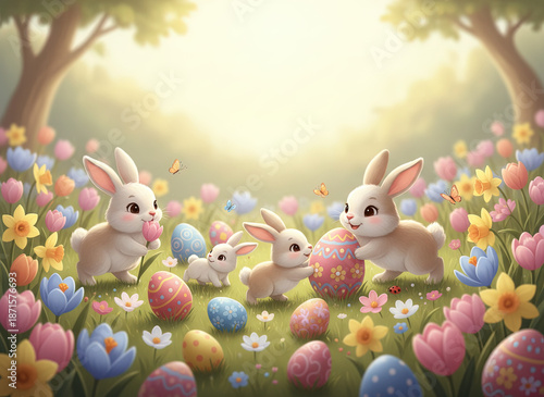 easter bunny and eggs