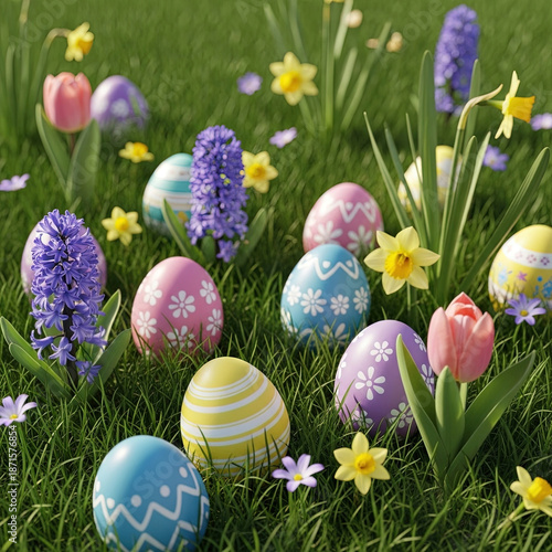 easter eggs in grass