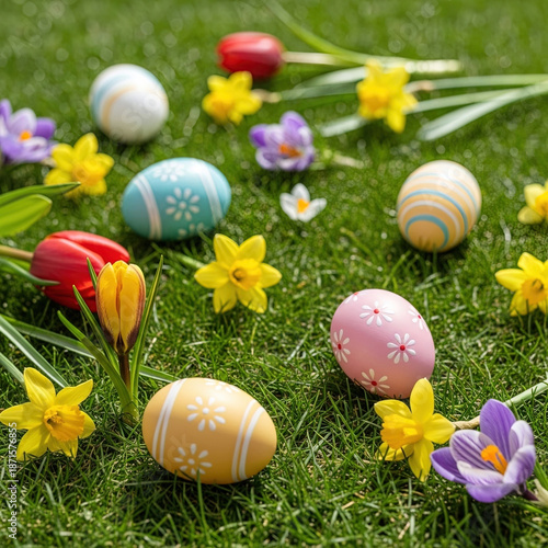 easter eggs in grass