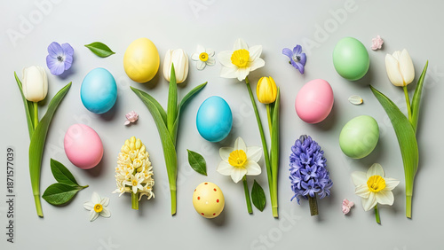 easter eggs and flowers