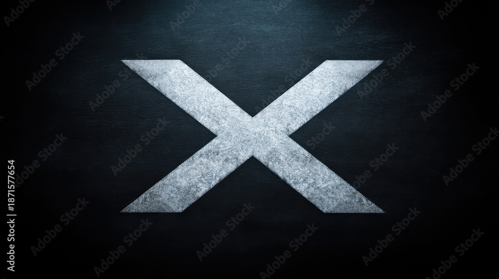 Obraz premium Abstract grunge background featuring a large metallic letter X with a dark texture that conveys a modern and industrial aesthetic for design projects