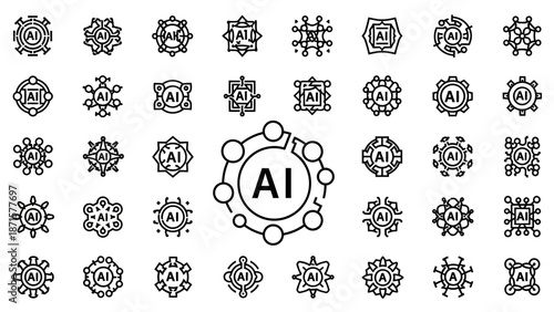 Artificial Intelligence AI Logo Icons Collection.