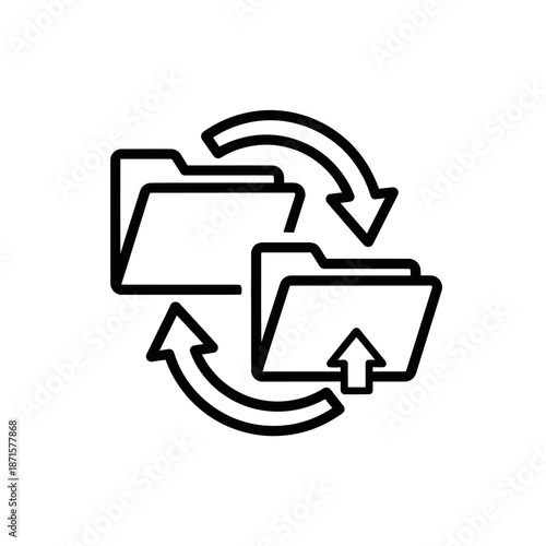 Digital Folder Synchronization Icon Illustrating Cloud Data Transfer