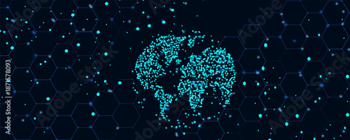 Dark background with plexus lines. Abstract tech network connection dots. Futuristic scientific wallpaper with mesh. Digital technology