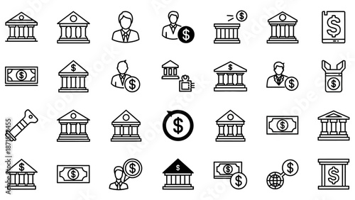 Collection of Bank and Finance Icons.