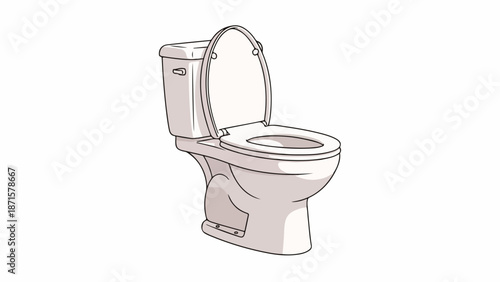 An illustration of a toilet with the lid up, depicted in a simple line drawing style on a white background.