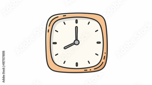 A simple digital illustration of a square clock with a peach-colored border and white face on a plain white background.