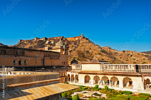 Amber Fort is a fort located in Amer, Rajasthan, India. Located high on a hill, it is the principal tourist attraction in Jaipur