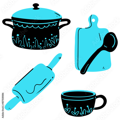 Hand Drawn Kitchen Tools and Cooking Utensils