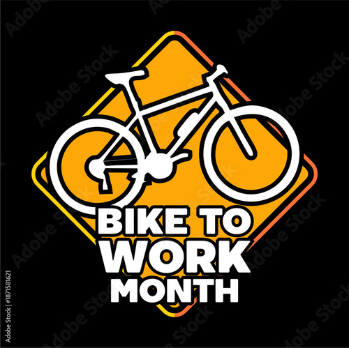 bike to work month with bicycle silhouette