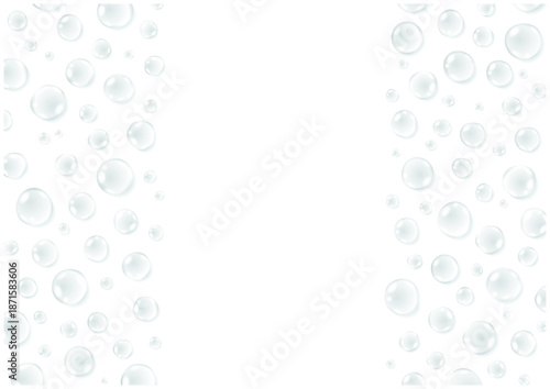 水滴フレームの清潔感ある背景素材｜Water Droplets Frame Background with Clean White Space