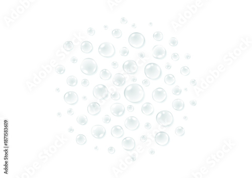 水滴フレームの清潔感ある背景素材｜Water Droplets Frame Background with Clean White Space