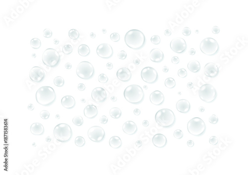 水滴フレームの清潔感ある背景素材｜Water Droplets Frame Background with Clean White Space